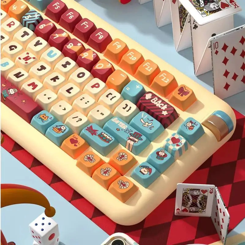 Cat Circus Theme Keypad 138/158key Mda Cherry Profile Pbt Hot Sublimation Mechanical Keyboard Animation Peripheral Game Keycap