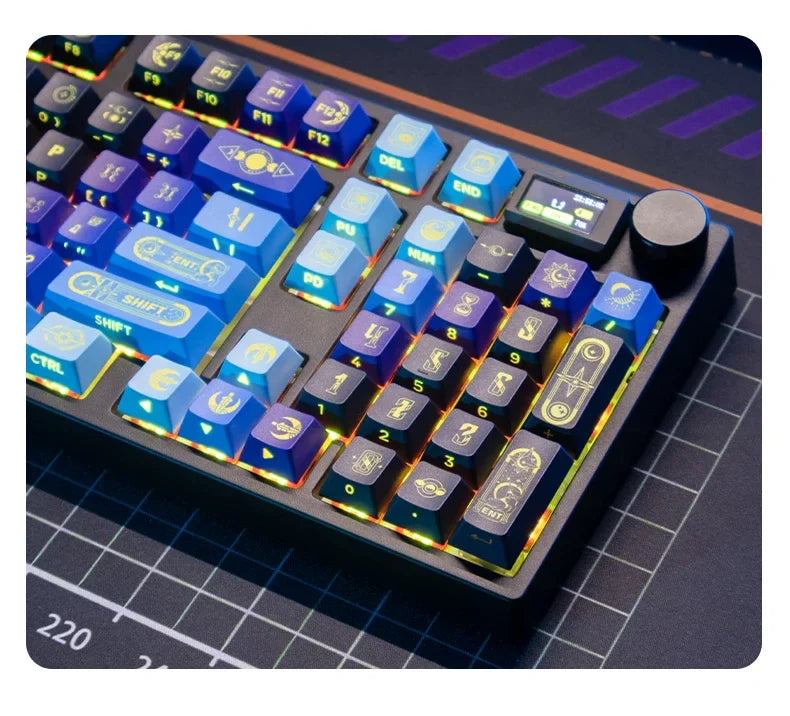 PIIFOX PBT OEM Thermal Sublimation Keyboard Keycaps 130 Keys Mirana Translucent Side  Customized Sculpture Accessories Esports