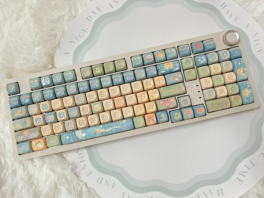 Dragon Tears Keycaps MOA/SOA Keycap Customized Cute Keycaps PBT Original Artist Green Keycap for Alice/ANSI Mechanical Keyboard