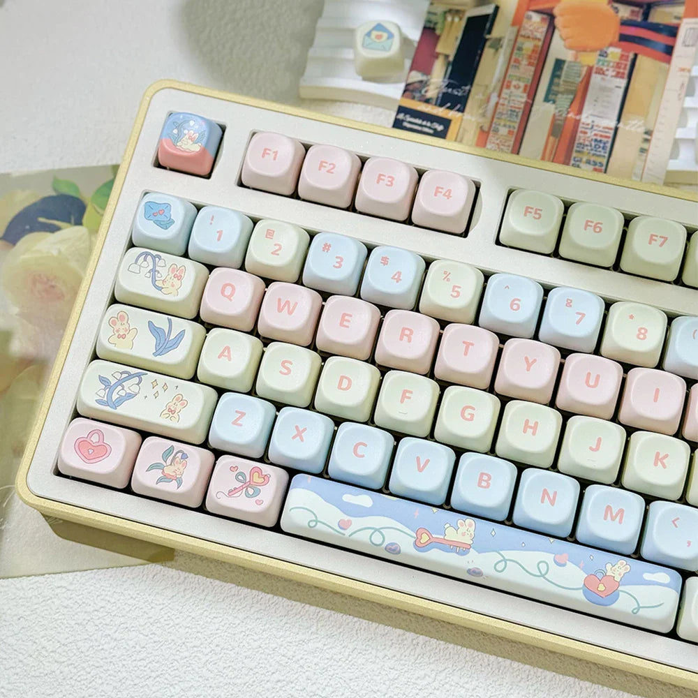 95 Keys MOA Profile PBT Keycaps for 61/64/68/84/75/87Keys Gaming Mechanical Keyboard AULA F75 GMK67 GMK87 Cartoon Cute Key Caps
