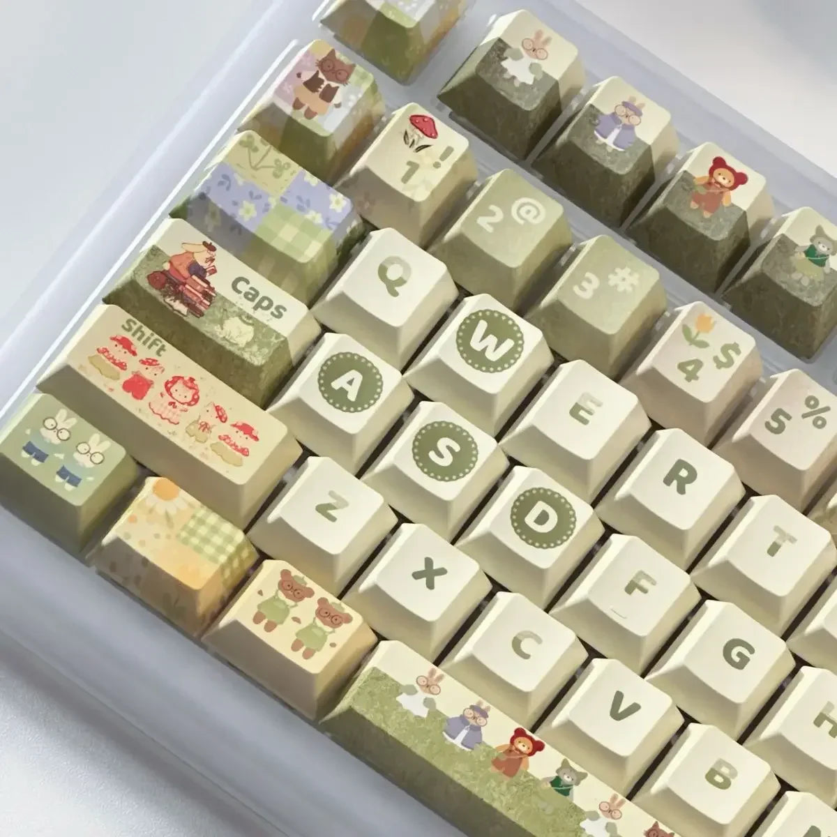 140Key Green Small Animal Rabbit Keycap Complete Set Of Cherry Xoa Pbt Sublimation Mechanical Key Cartoon Cute Milk Green Keycap