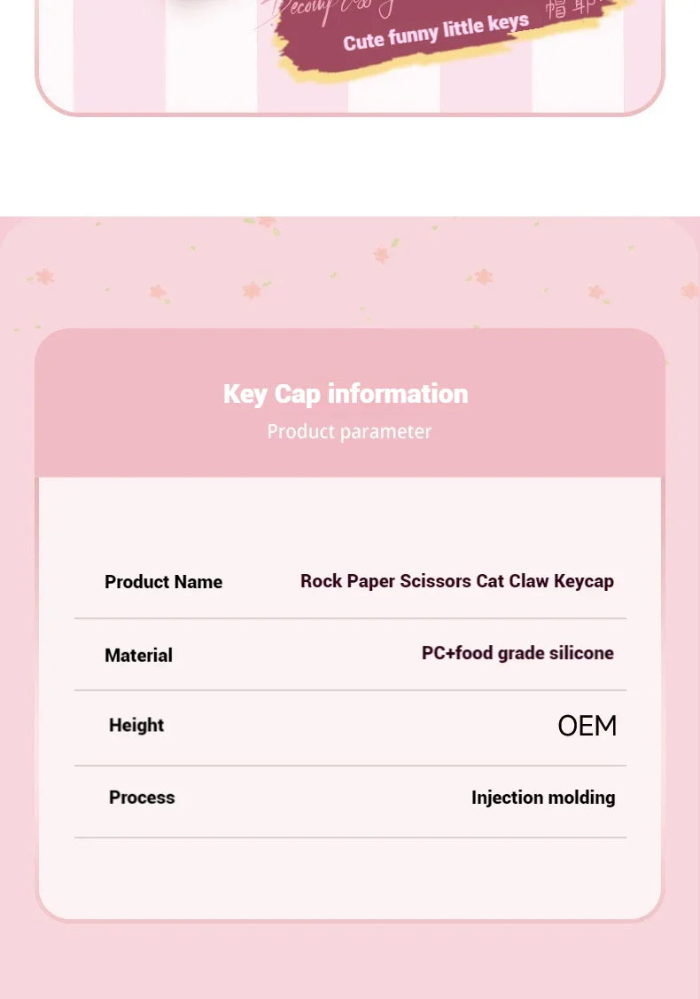 AKKO Keycap Soft Cute Cat Claw Rock Paper Scissors Like Kawaii Keycaps PC Silicone OEM Height ABS Material Girl Custom Key Caps