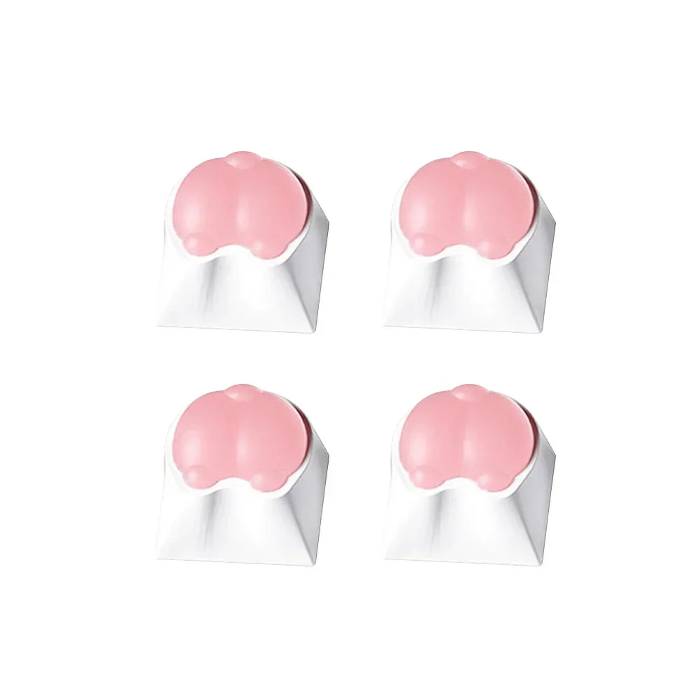 4Pcs Pink Color 3D Cute Cat Paw Keycaps For Mechanical Keyboard Cherry MX Switch DIY Custom Key Cap Soft Silicone Keycup Artisan