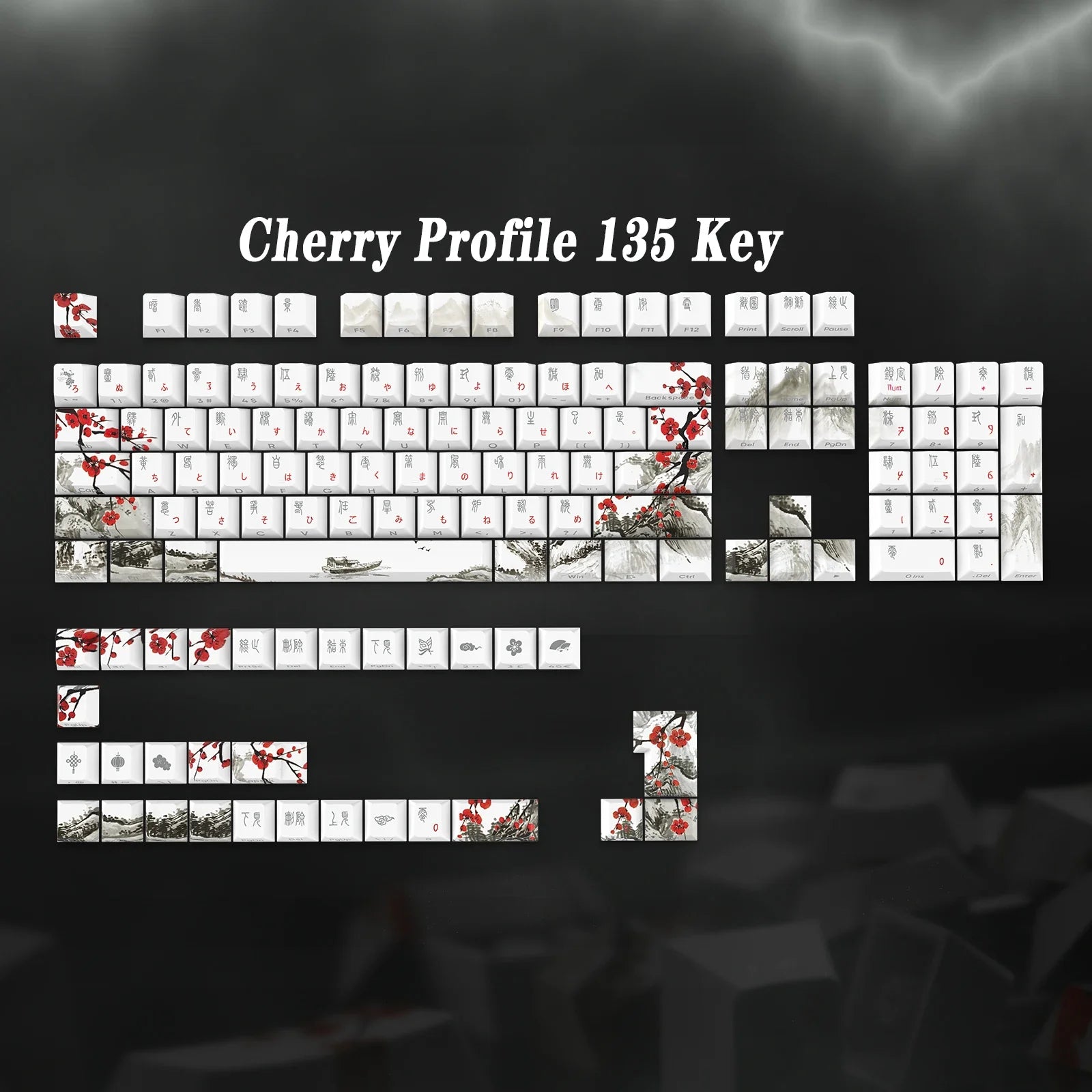Plum blossom Double Shot Keycaps PBT Cherry Profile Backlit Keycap For GMK67/68/75/87/980/104 Mechanical Gaming Keyboard Caps