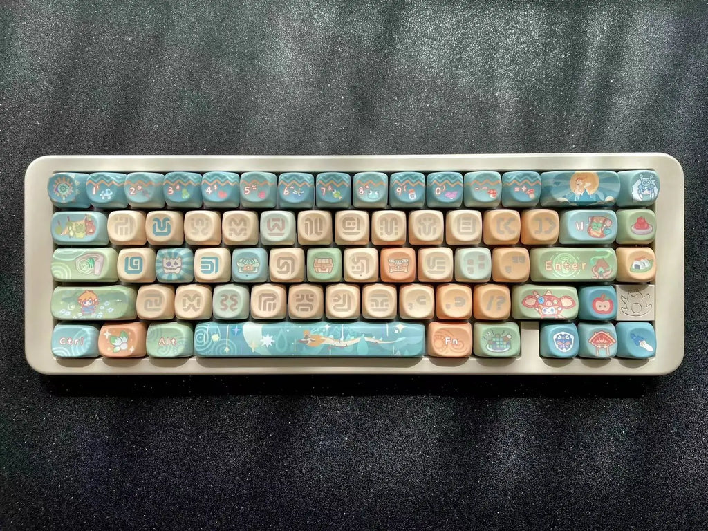Dragon Tears Keycaps MOA/SOA Keycap Customized Cute Keycaps PBT Original Artist Green Keycap for Alice/ANSI Mechanical Keyboard