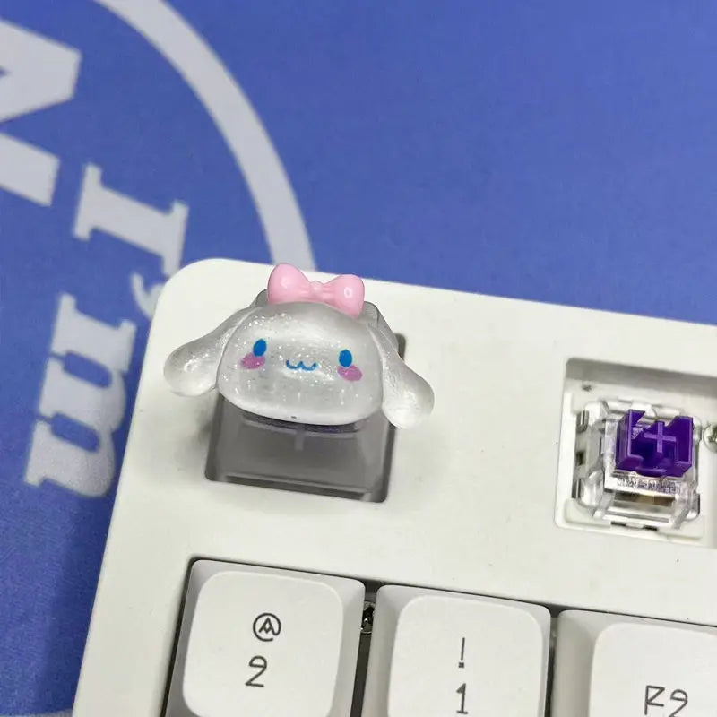 Sanrio anime Pom Purin keycap mechanical keyboard Melody Kuromi cartoon cute girl translucent keycap New Year's gift