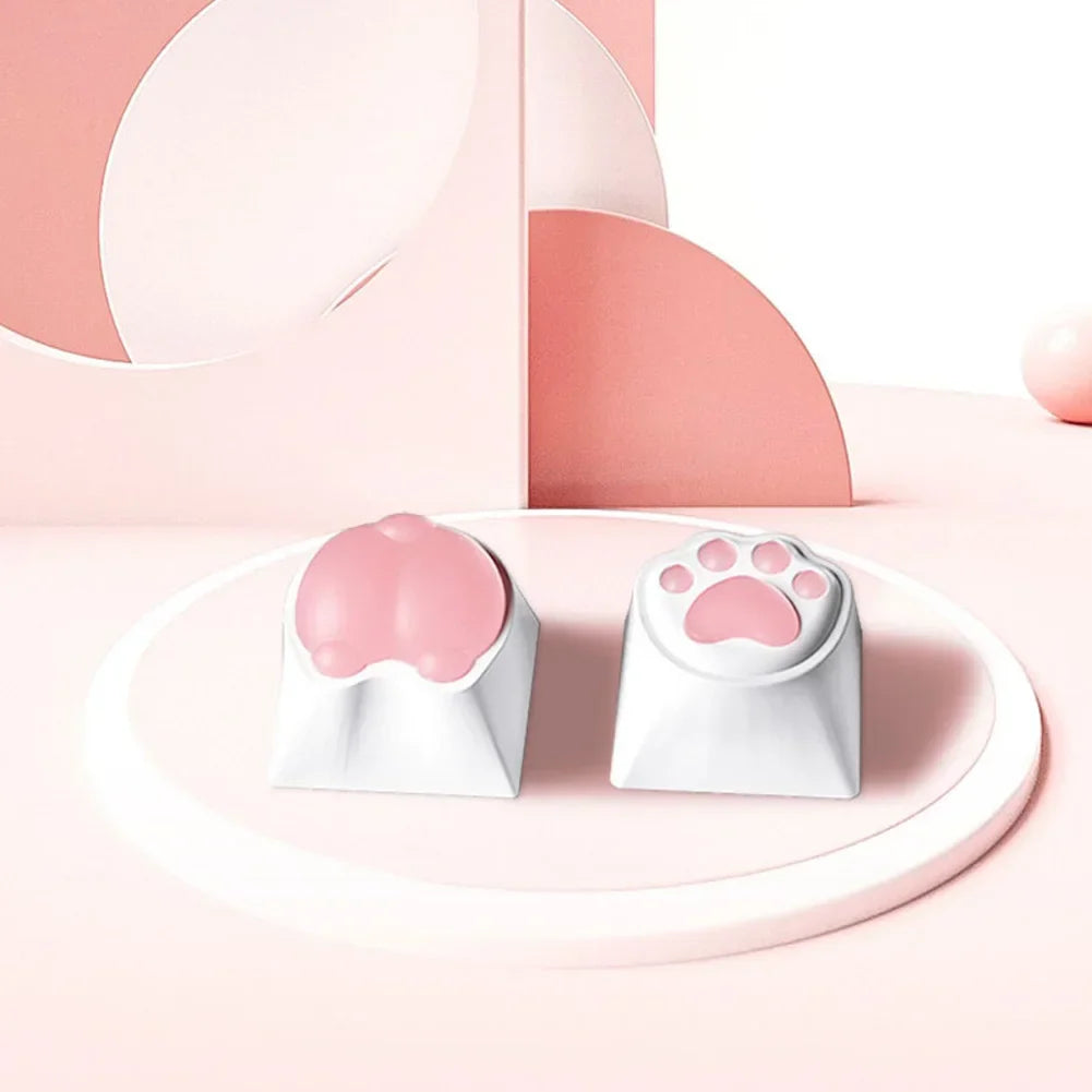 4Pcs Girl Mechanical Keycap 3D Anime Pink Keyboard Cross Axis Personalized Cat Paw Keycap Keyboard Decoration