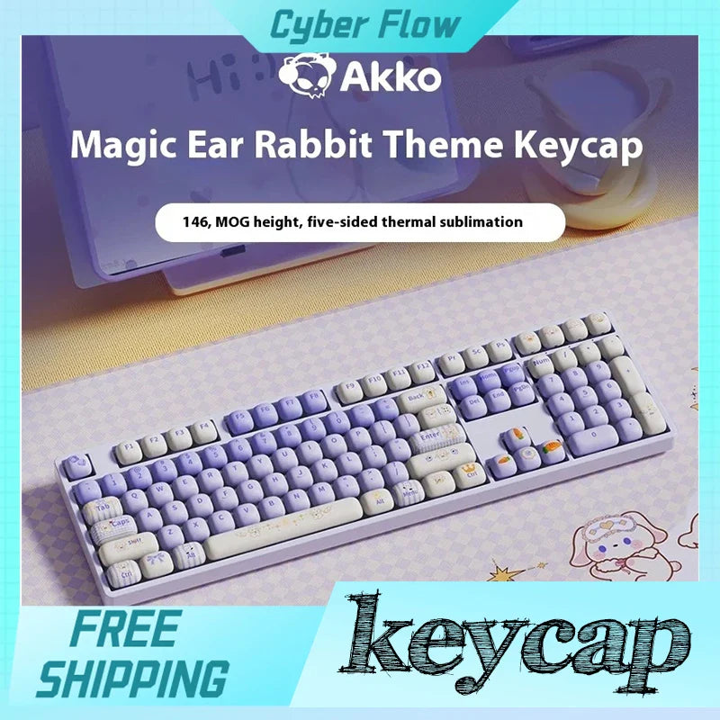 Akko Mechanical Keyboard Keycaps Mog Height 146 Keys Customization Keycap Pbt Thermal Sublimation Office Gaming Accessories Gift