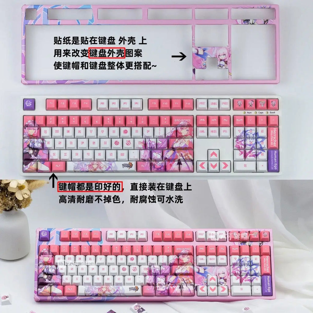 Miku Keycaps  Cute Custom Keycaps PBT Cherry Profile Key Cap Kawaii Anime Translucency Key Caps for Mechanical Keyboard Gifts