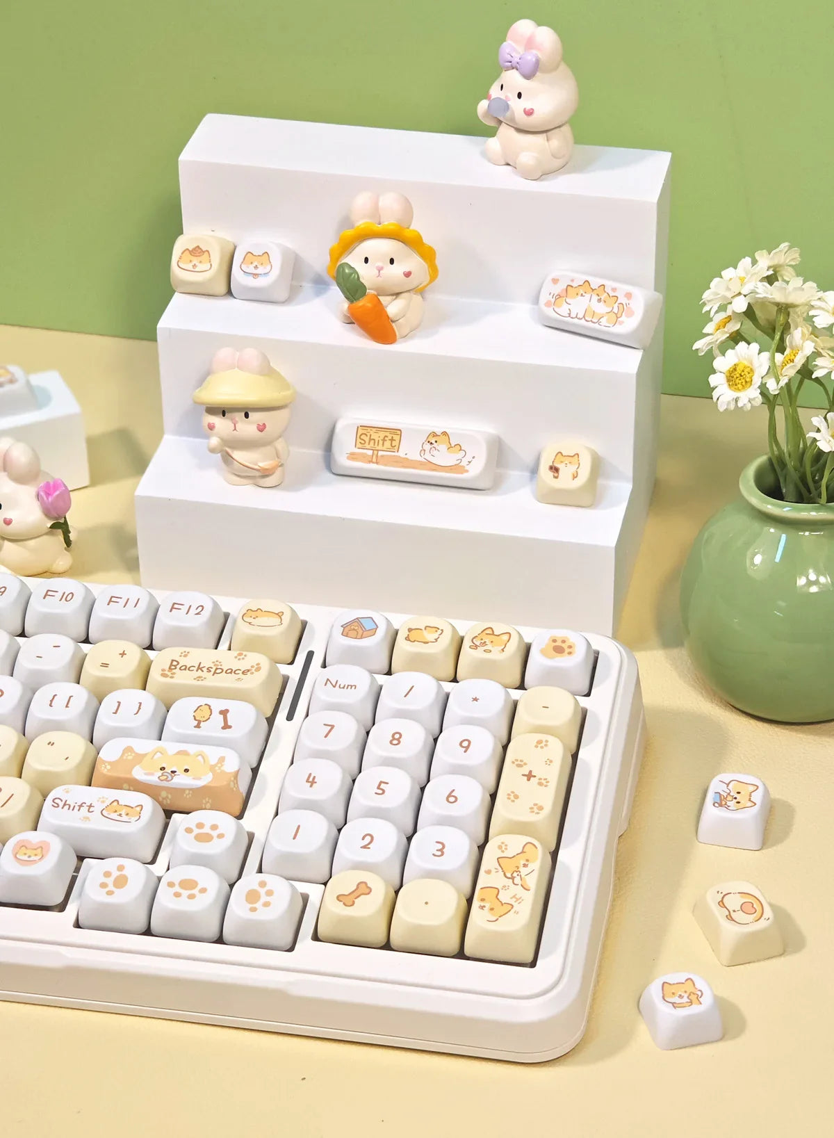 95 Keys/Set Key Caps Cartoon Puppy Cat Kitty MOA Profile PBT for DIY Custom Mechanical Gaming Keyboard Keycap Dye Sublimation