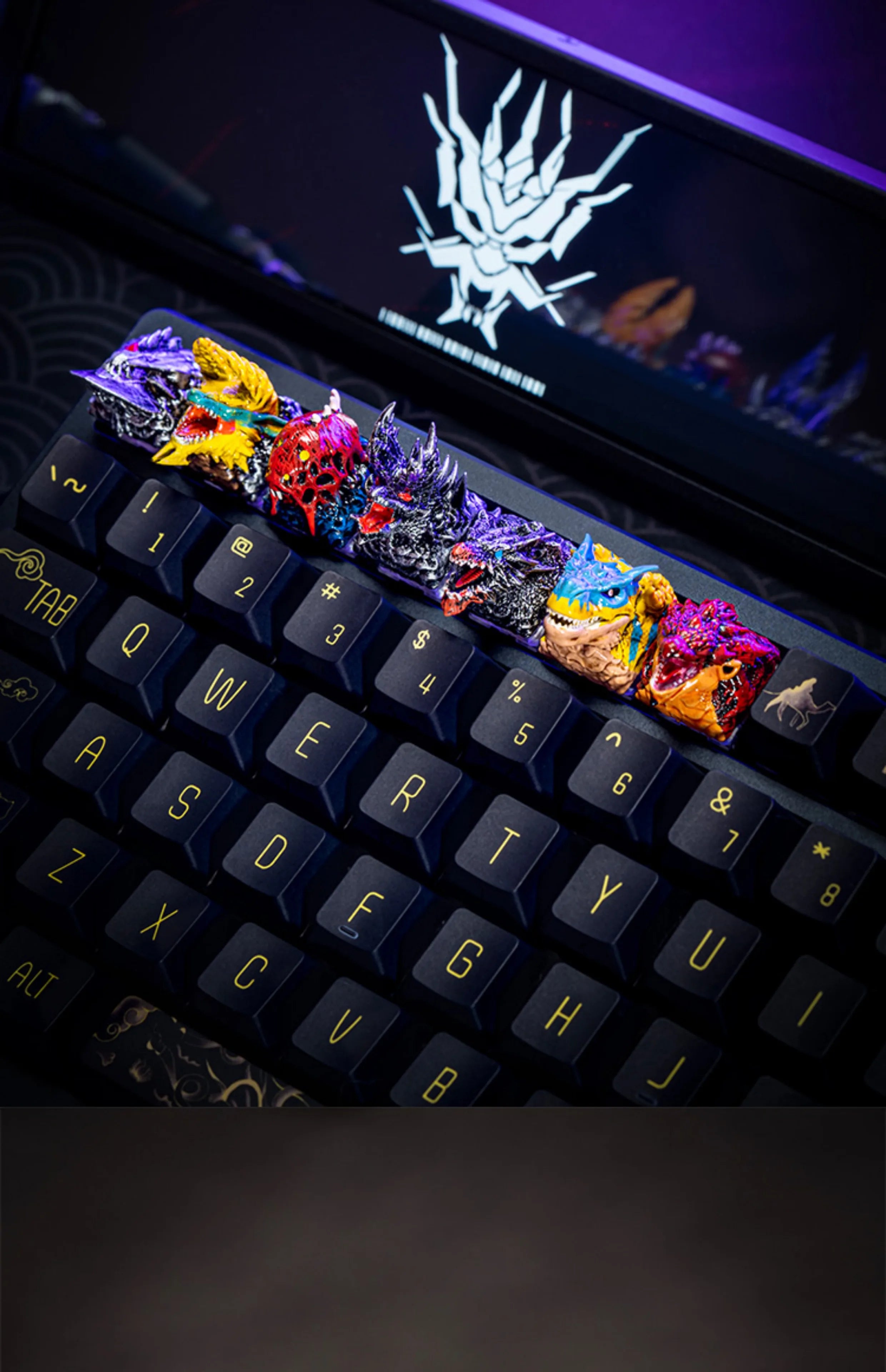 MonsterHunter Dragon Point Keycaps Anime Artisan Keyboard Cap Zinogre 3D Custom Gaming Decoration KeyCap for Mechanical Keyboard