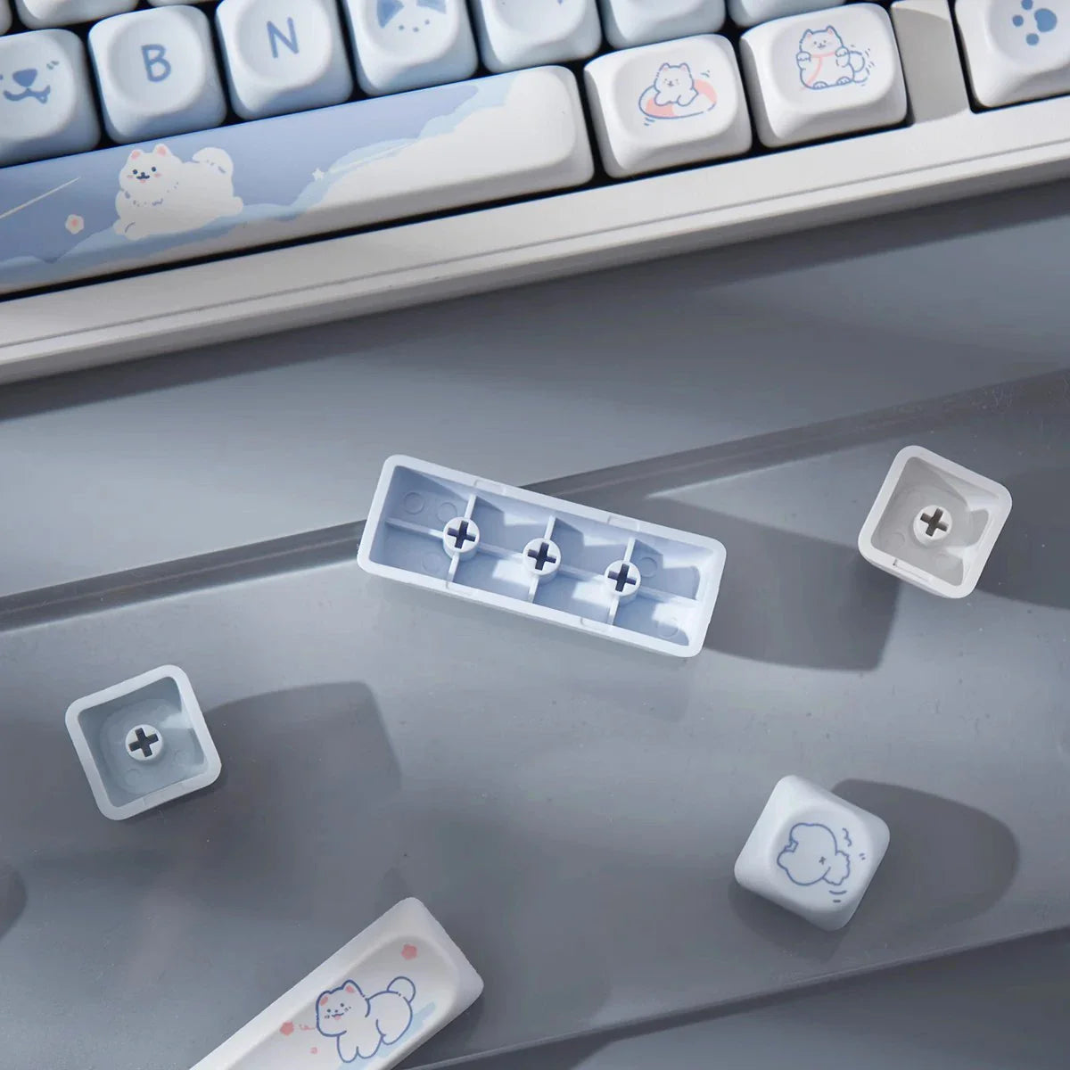 95 Keys/Set Key Caps Cartoon Puppy Cat Kitty MOA Profile PBT for DIY Custom Mechanical Gaming Keyboard Keycap Dye Sublimation