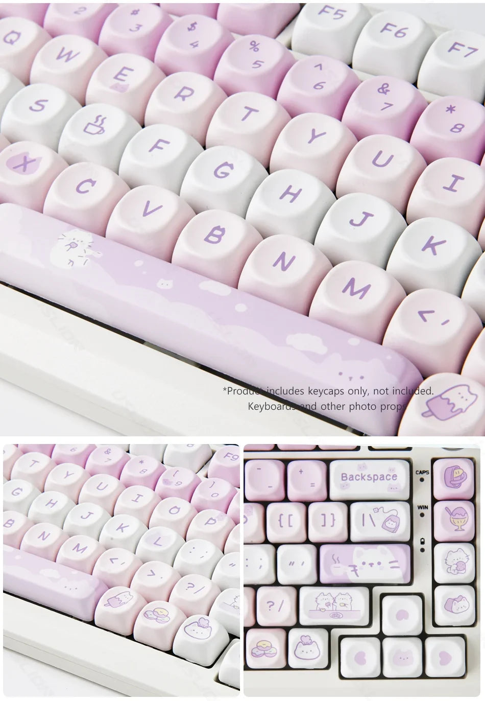 95/132 Keys Cartoon Keycaps PBT Hakimi Dog Cats Keycap MOA Profile Dye Sublimation Keycap For Mechanical Gaming Keyboard