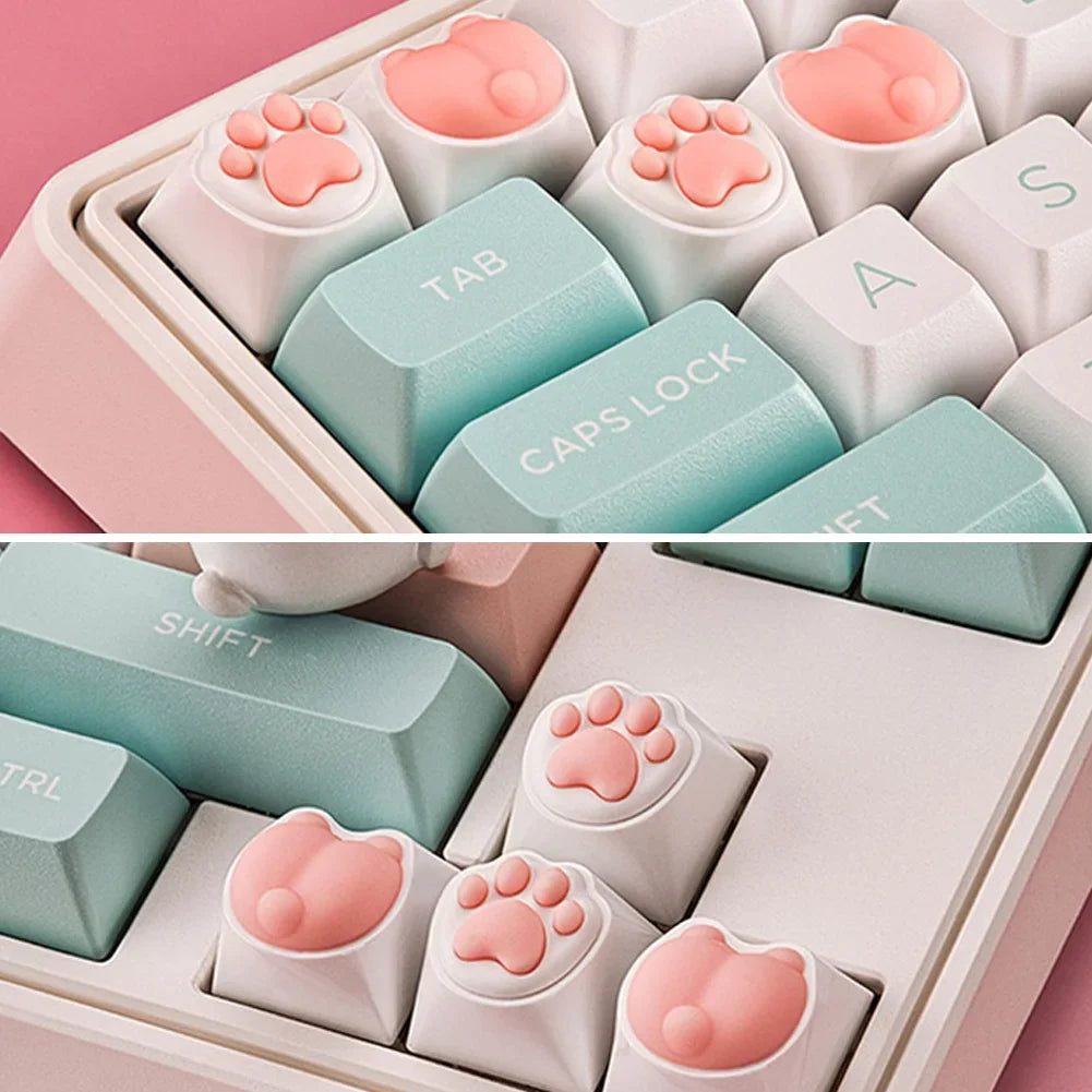 4PCS Cute Cartoon Silicone Cat Paw Keycap DIY Handmade Personalized Mechanical Keyboard Dedicated PBT Keycap
