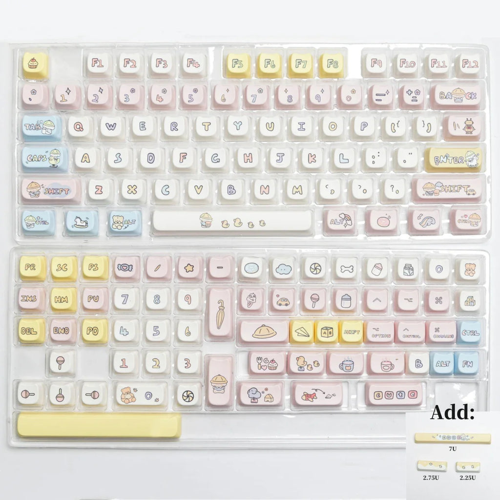 JCM MAO Profile Ear KeyCap Kindergarten Picabara Anime Cute Cat Keycaps for MX Switch Gaming Mechanical Keyboard GK75