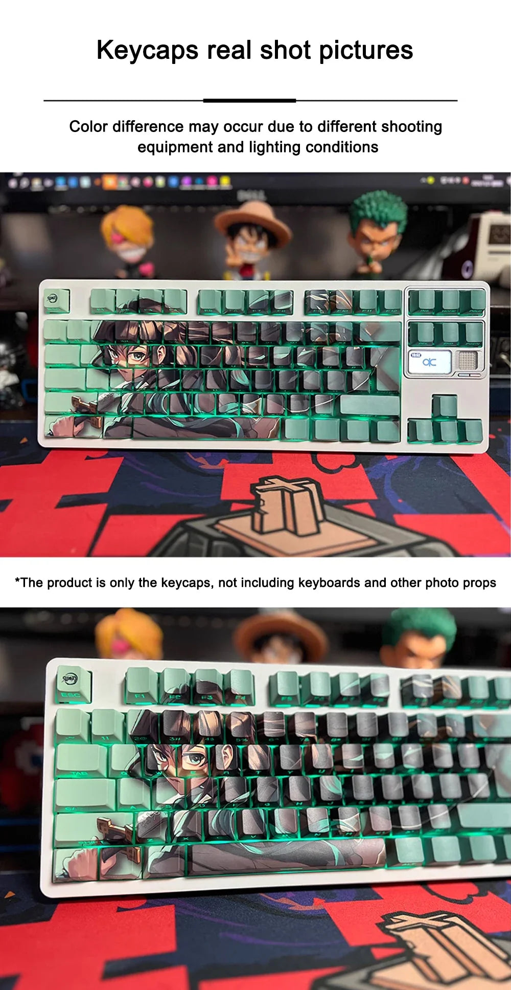 1 Set PBT Dye Sublimation Anime Keycaps Kochou Shinobu Theme Key Caps for Demon Slayer Cherry Profile Keycap Keyboard Decoration