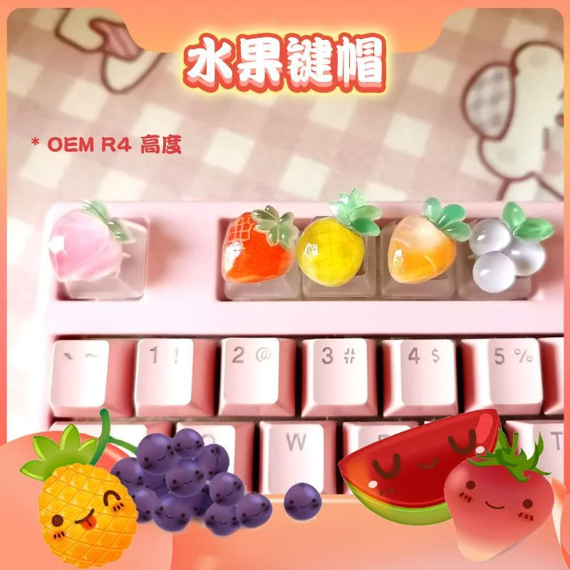Diy Fruit Transparent Keycap for Cherry Axis Mechanical Keyboard Special Pink Strawberry Peach ESC Supplement OEM R4 Keycap