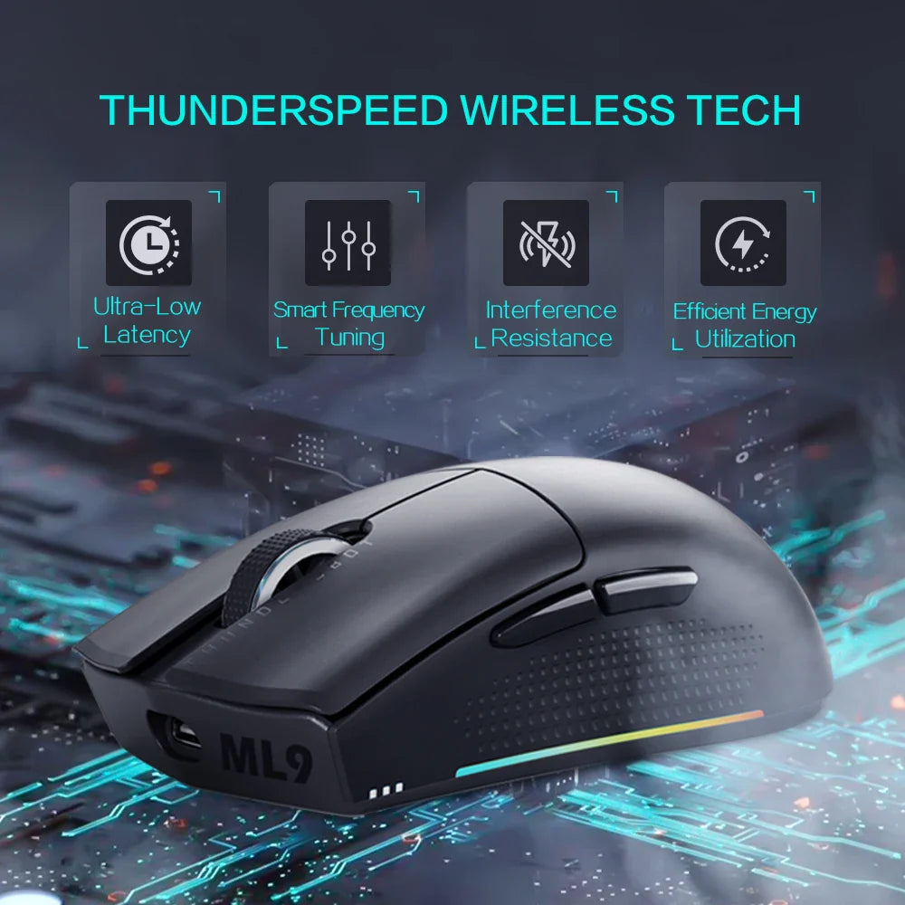 ThundeRobot ML901 Three-mode Mouse Gaming Wireless Bluetooth 2.4G Wired Ultra-lightweight Design PAW3395 Wireless Charging