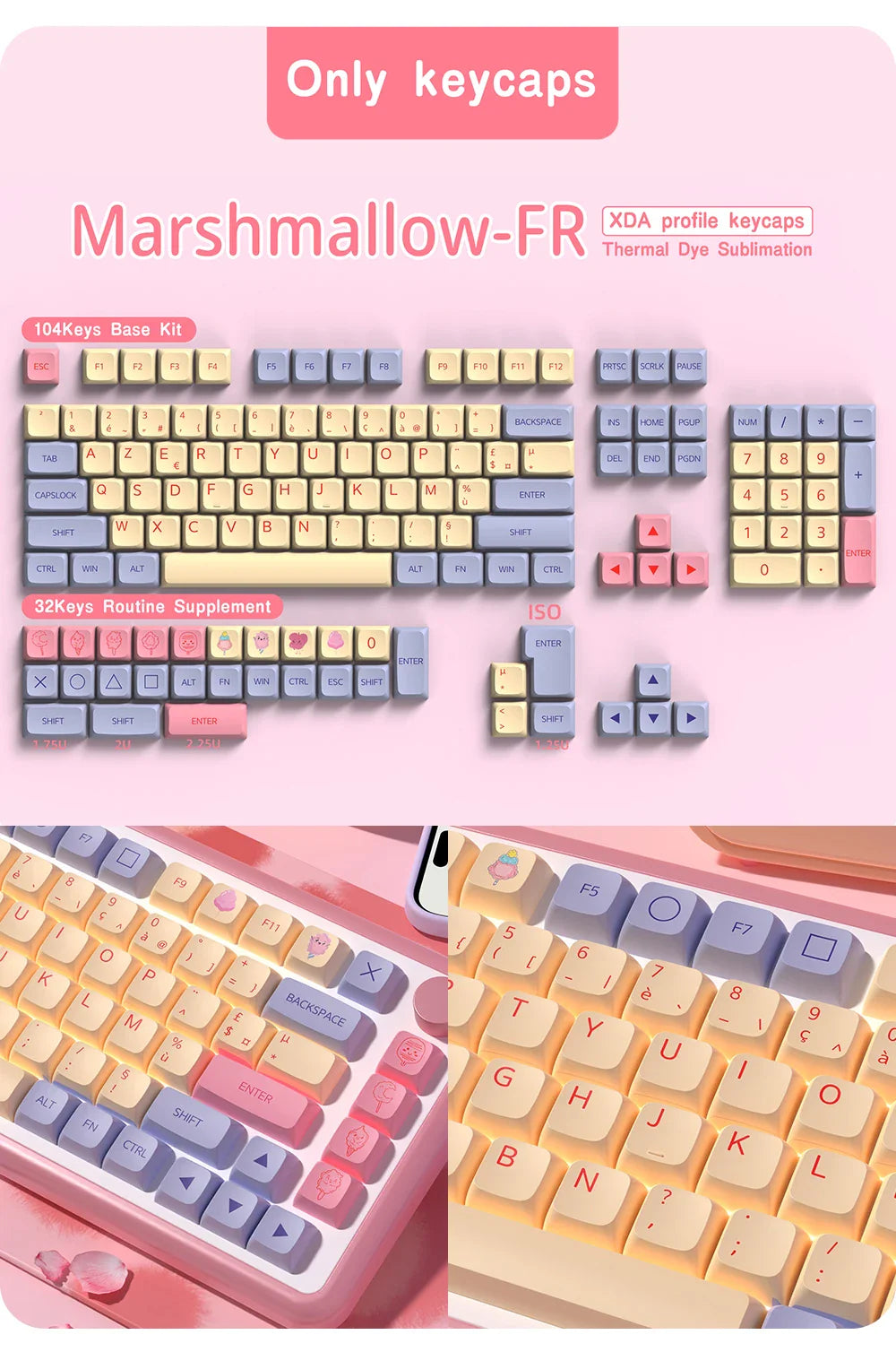 XDA Profile PBT keycaps Spanish Korean French German Portuguese Russian Japanese keycap For Cherry MX Mechanical Keyboard