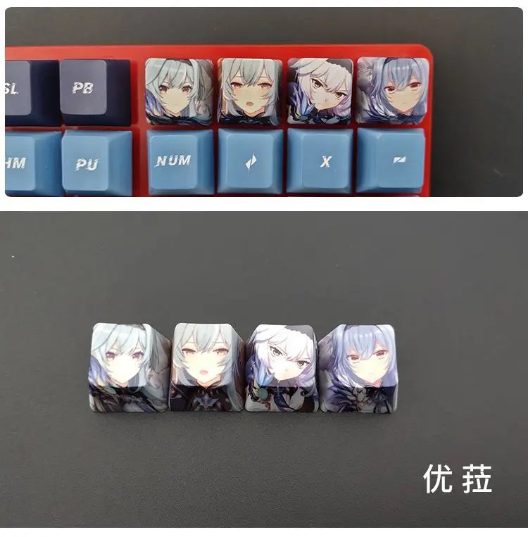 Cartoon Anime Genshin Impact Keycap zhongli Mechanical keyboard replacement key R4 PBT thermal sublimation Cherry OEM height