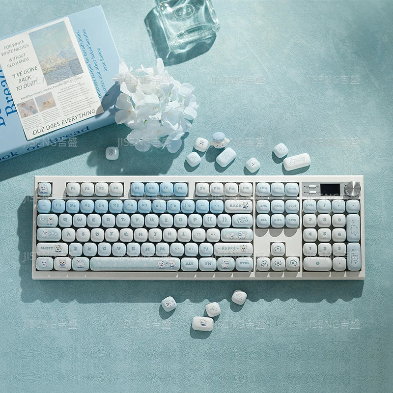 Blue Cat Mantou Keycap Set Custom PBT 140keys Lovely Animal MOG Profile Anime Key Caps Mechanical Keyboard Artisan Keycaps Gift