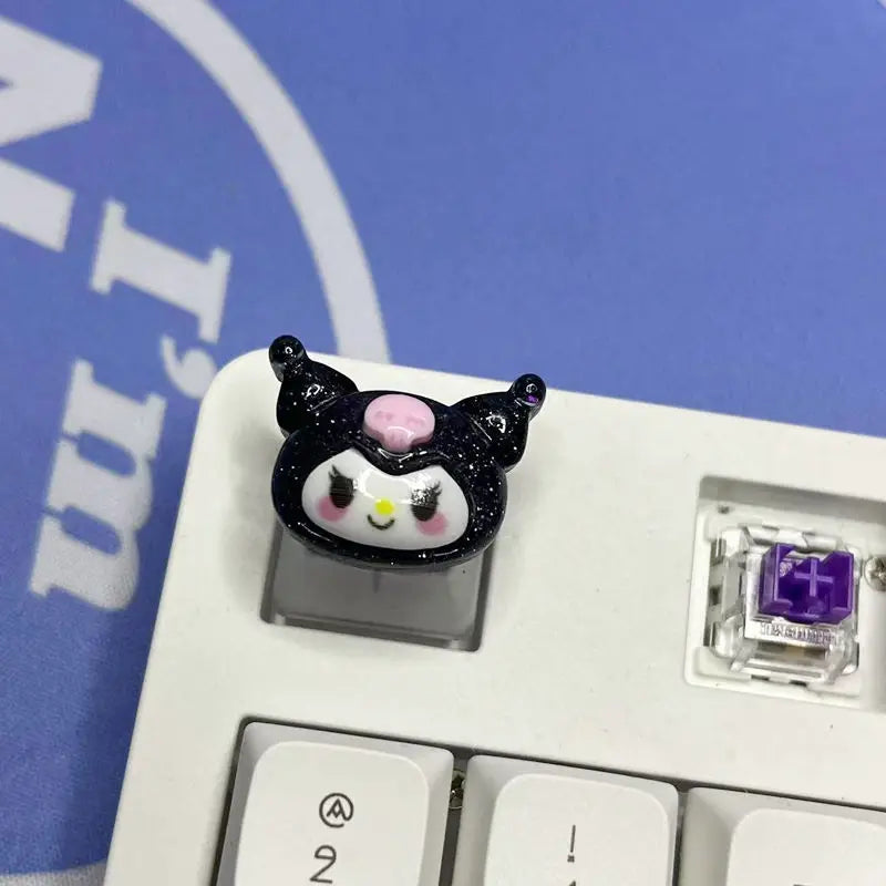 Sanrio anime Pom Purin keycap mechanical keyboard Melody Kuromi cartoon cute girl translucent keycap New Year's gift