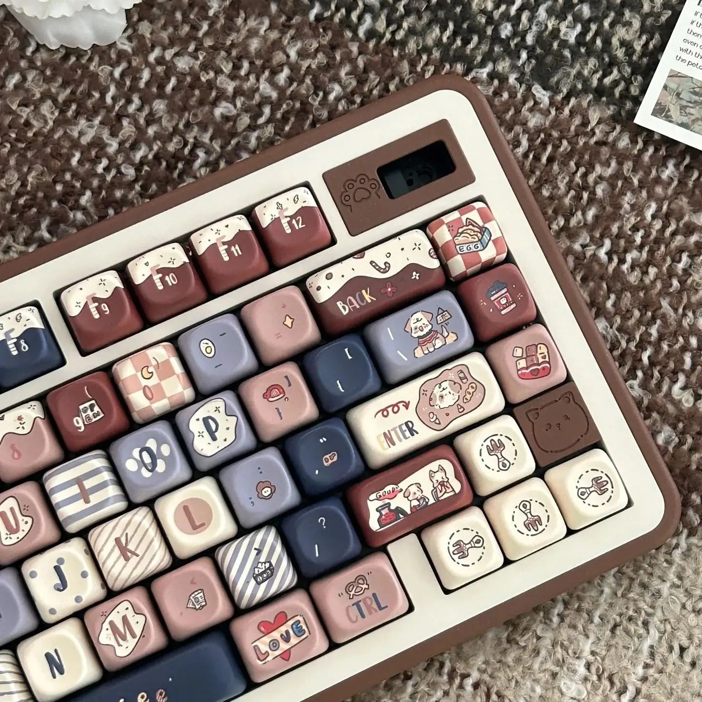 131/140 keys Cute Keycap Coffee Dog PBT Five-Sided Sublimation MOA Personalized Ball Cap DIY Mechanical Keyboard Keycaps Keycap