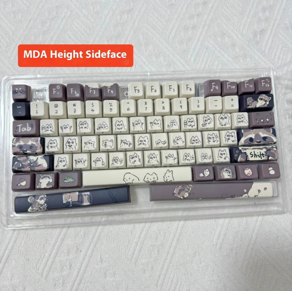 Raccoon/Penguin Keycap 148keys Cherry Side Printed Pbt  Sublimation Mechanical Keyboard Keycaps Customized Cute For Game Office