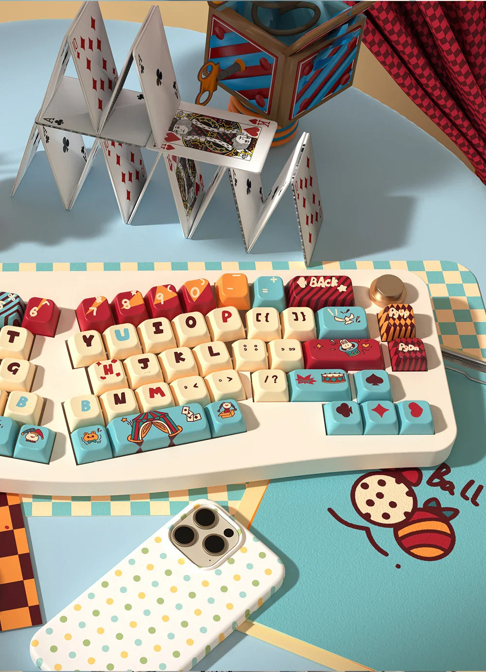 Pussycat Circus Themed Keycaps 120/138/158key Mda/Mca Profile Pbt Thermal Sublimation Mechanical Keyboard Cartoon Game Key Cap