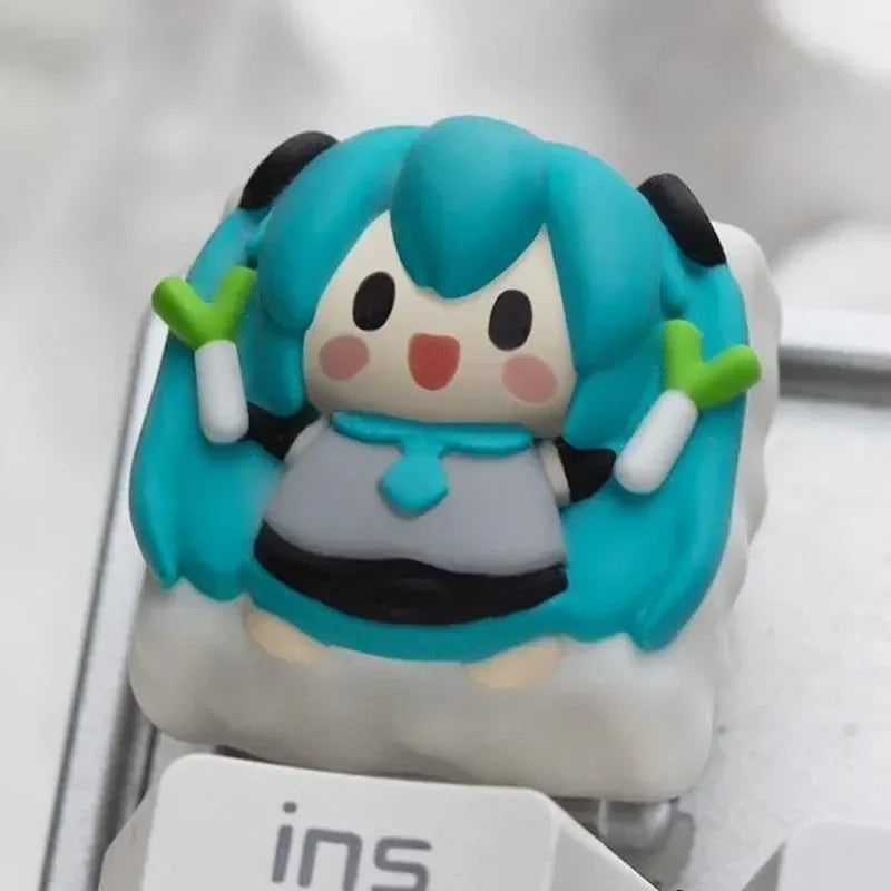 New Vocaloid Miku Animation Theme Keycap 1 Pcs Q Version Personalized Customized Resin Art Gaming Mechanical Keyboard Key Cap