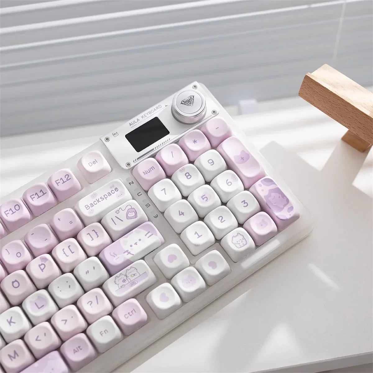 95Keys MOA Profile Cat Theme PBT Key Caps Pink Blue Puppy Cute  Keycaps for GK61 RK836 MX Switches Mechanical Keyboard