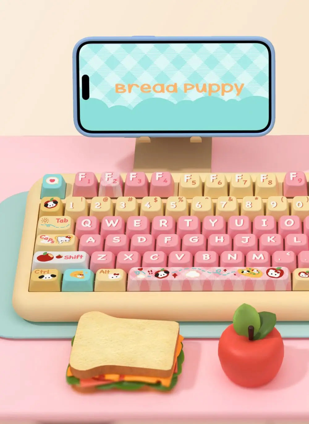 Kawaii Puppy Bread Theme Keycap Cute MDA 158 keys Keycap Custom Thermal Sublimation Keycap For Keyboard Accessories Friends Gift