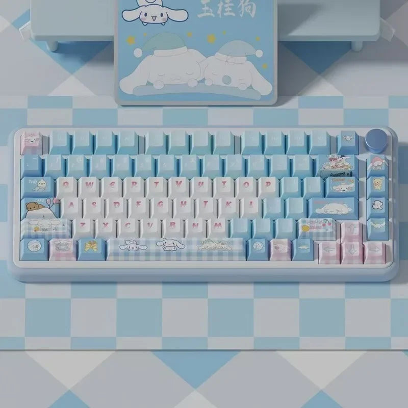 Sanrio Kawaii Cinnamoroll Keycaps  Cartoon Style PBT Mechanical Keyboard 138 Key Caps CHERRY Highly Cute Keyboard Accessories