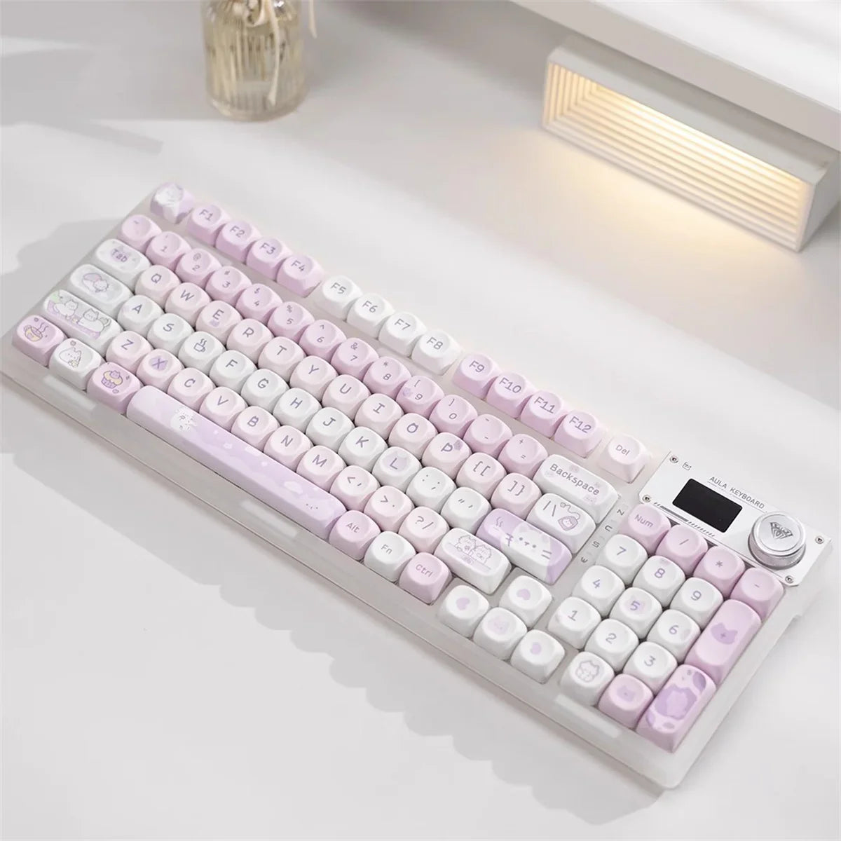 95Keys Cute Keycaps MOA Profile Cat Theme PBT Key Caps Pink Blue Puppy keycap for GK61 RK836 MX Switches Mechanical Keyboard