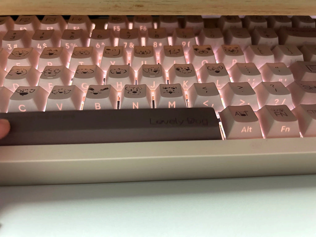 Cute Coffee Dog Theme Keycaps Set QX3 Cherry Profile Keycaps for Mechanical Keyboard Accessories Gift Cute Keyboard Keycaps Set