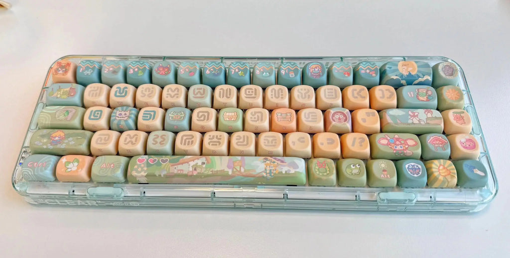 Dragon Tears Keycaps MOA/SOA Keycap Customized Cute Keycaps PBT Original Artist Green Keycap for Alice/ANSI Mechanical Keyboard