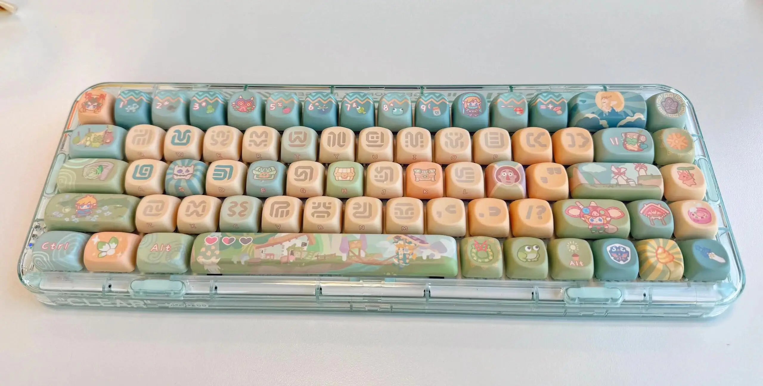 Dragon Tears Keycaps MOA/SOA Keycap Customized Cute Keycaps PBT Original Artist Green Keycap for Alice/ANSI Mechanical Keyboard