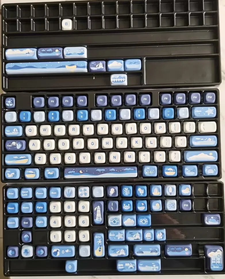 Watch the Sea Theme Keycaps MOA Profile Keycap PBT Dye Sublimation Keycap For MX Mechanical Keyboard 61/67/68/75/87/980