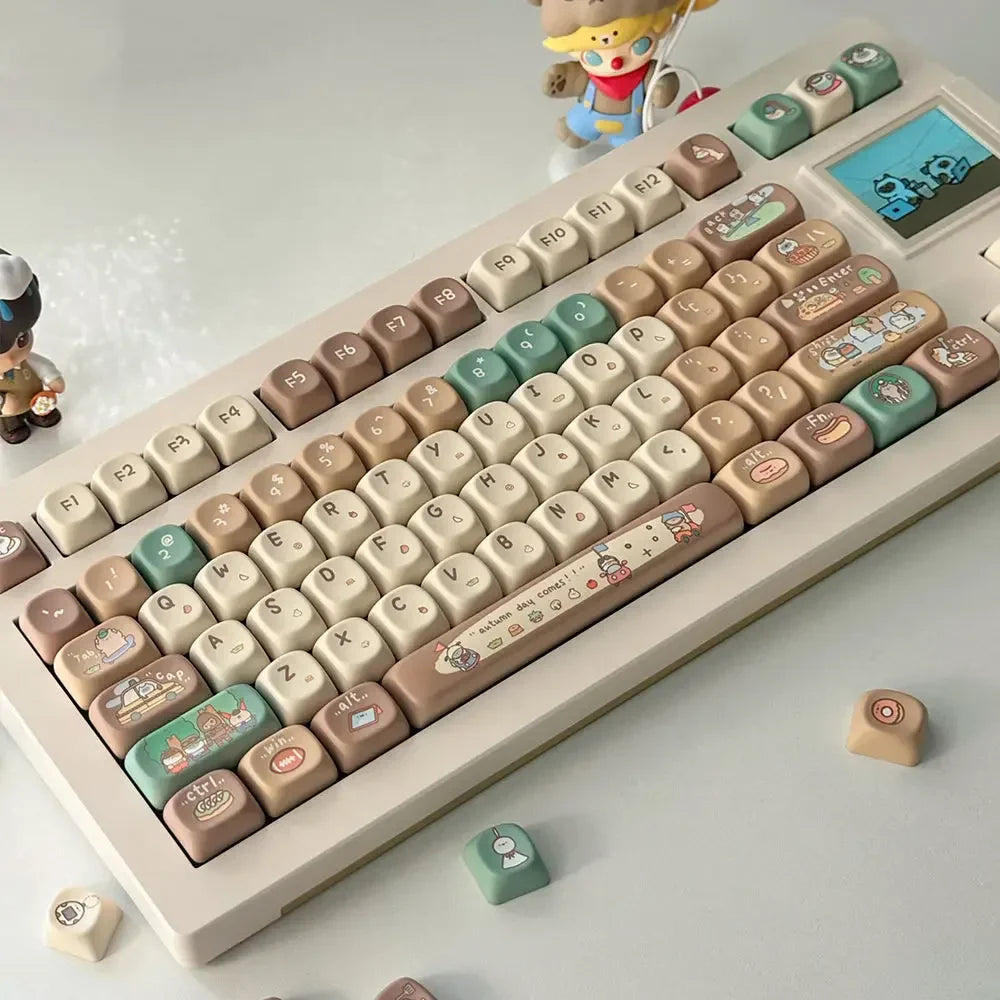 Cute Keycap Cocoa Bean Milk PBT Five-Sided Sublimation XOA Personalized Ball Cap DIY Mechanical Keyboard Keycaps Keycap Set