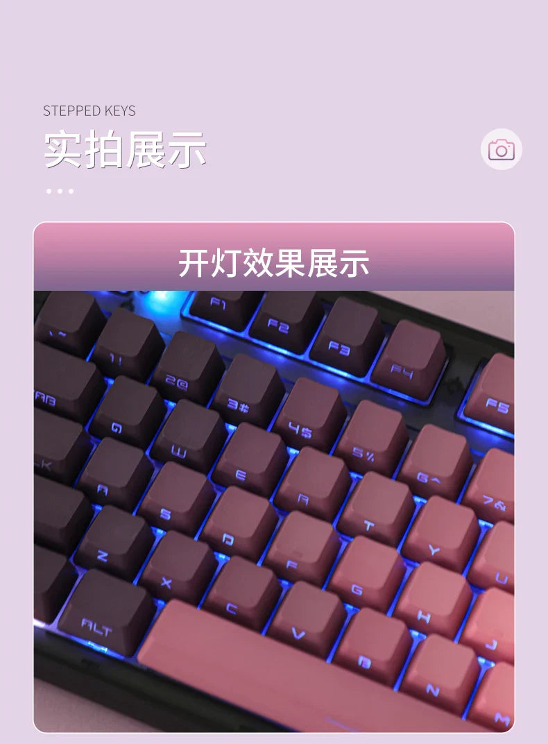 Gradient Eye Shadow PLUS Keycaps Side Top Character Translucent Backlit Key cap PBT OEM profile For MX Switch Keyboard