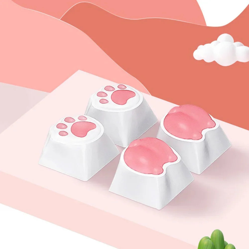 4Pcs 3D Cute Keycaps Replace Soft Cartoon Keycap Keys Anime Custom Key Caps for Cherry MX Gaming Mechanical Keyboard