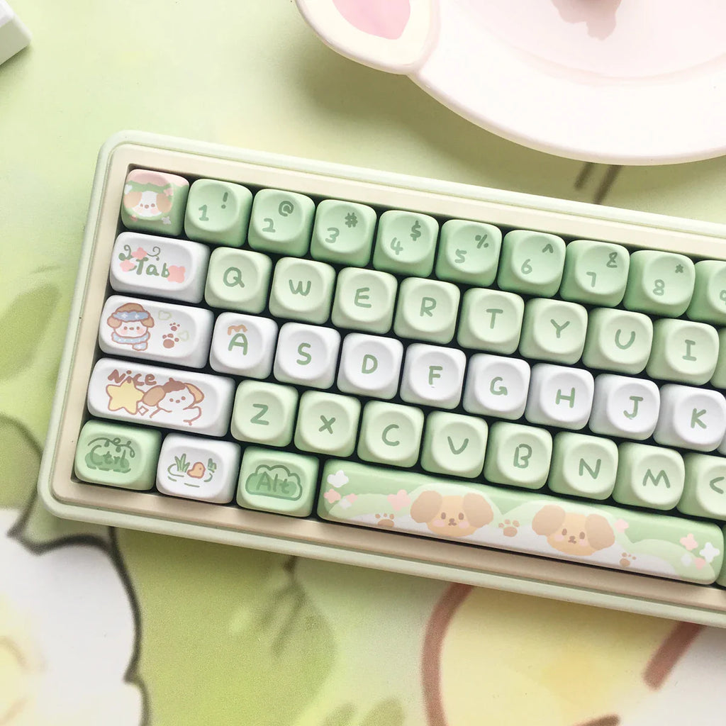 95 Keys artoon Cute Puppy Cat Kitty Keycaps GMK PBT Keycap MOA Profile Dye Sublimation For  DIY Mechanical Keyboard Girls Gift