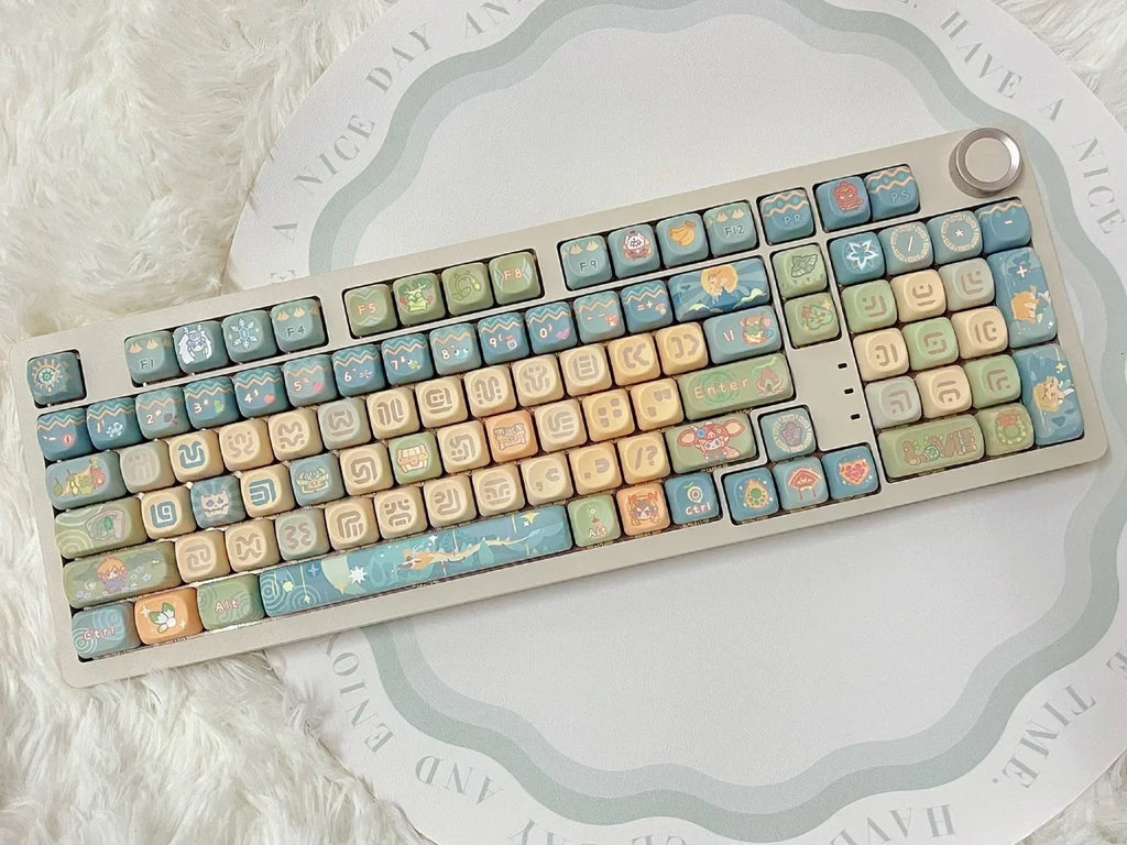 Dragon Tears Keycaps MOA/SOA Keycap Customized Cute Keycaps PBT Original Artist Green Keycap for Alice/ANSI Mechanical Keyboard