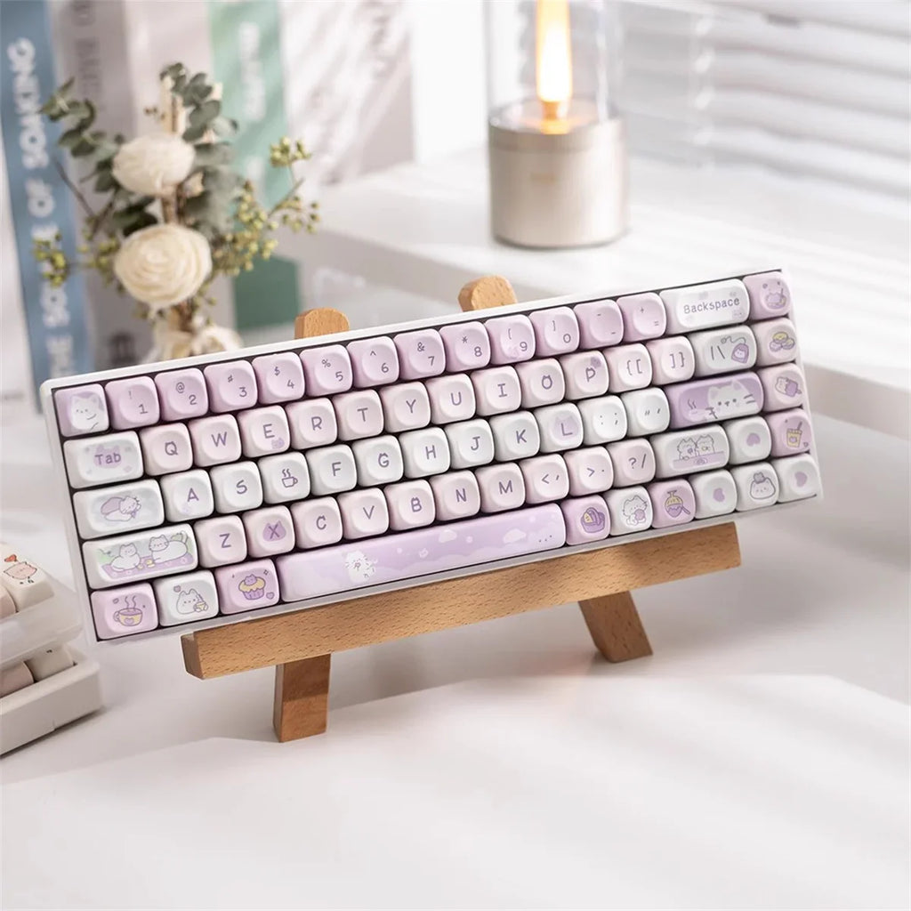 95/132 Keys Cartoon Keycaps PBT Hakimi Dog Cats Keycap MOA Profile Dye-Subbed Keycap For Mechanical Keyboard Key caps Girls Gift