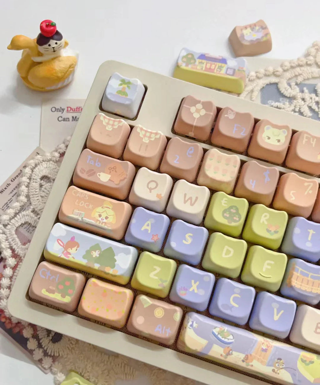 142 Keys Customized Gift Cute Cat keycaps New MAO Keycaps Square Thermal Sublimation Mechanical Keyboard 2.25 U 2.75U for Alice
