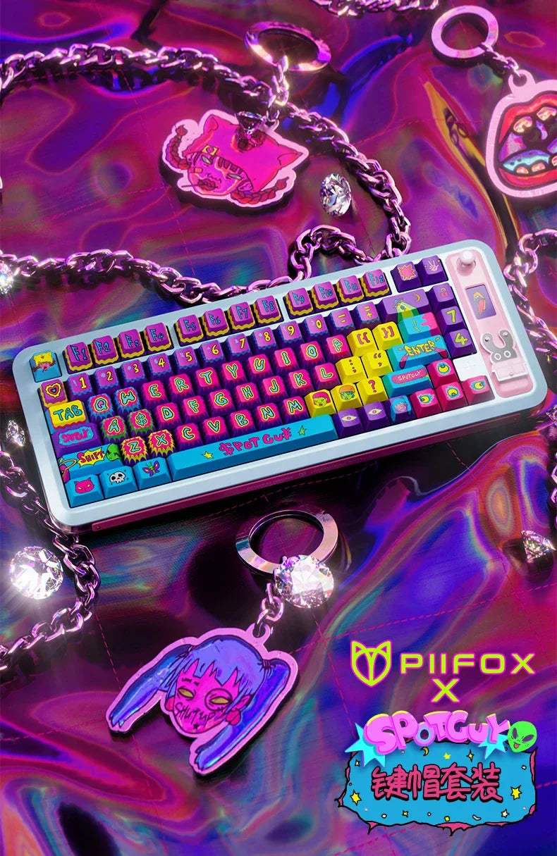 PIIFOX SPOTGUY Jointly 《Quiet&Cool》 PBT Original Profile Keycaps 5-Sided Heat Sublimation 146 Keys Custom  Keyboard Replacement