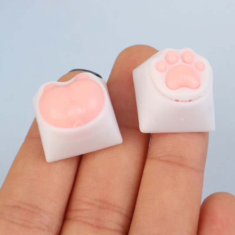Cute Cat Paw Keycaps For Mechanical Keyboard For Cherry MX Switch DIY Custom Key Cap Soft Silicone Keycup Artisan Pink Color