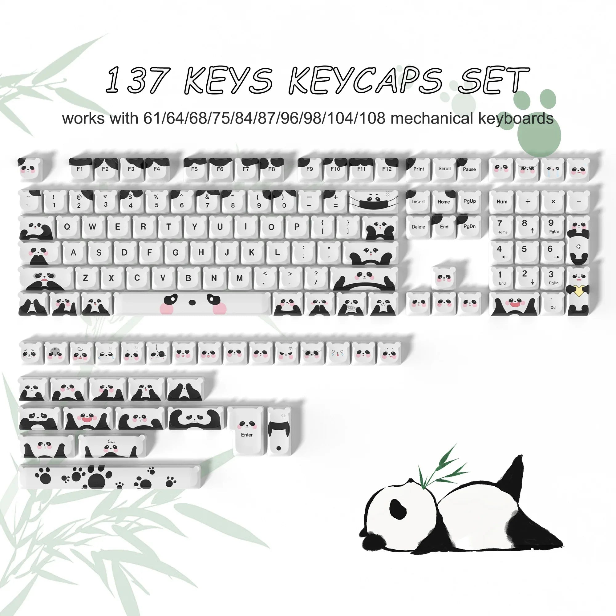 143 Keys Pink Cherry MOA Profile PBT Keycaps Dye Sub Customs  Key caps for 61/87/104 Cherry MX Switch Gaming Mechanical Keyboard