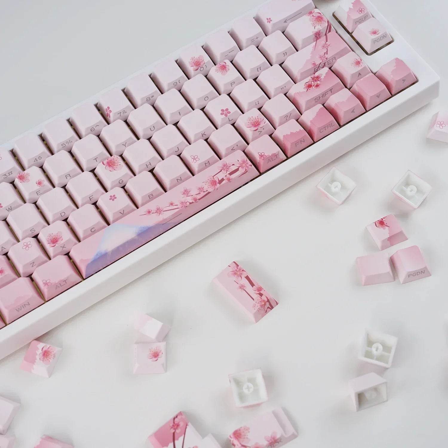 Blossom Keycap Side Print Cherry Profile PBT Doubleshot Shine Through Keycap Mechanical Keyboard Key caps 127keys
