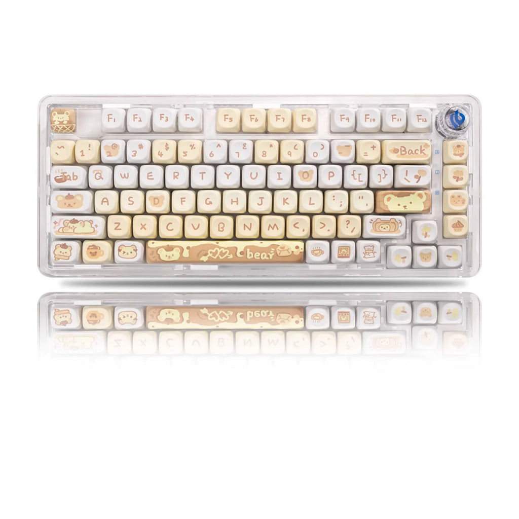 Cat Afternoon Tea Theme Purple Keycap 132 Keys MOA Height PBT Five-sided Sublimation Cute Keycaps for Mechanical Keyboard